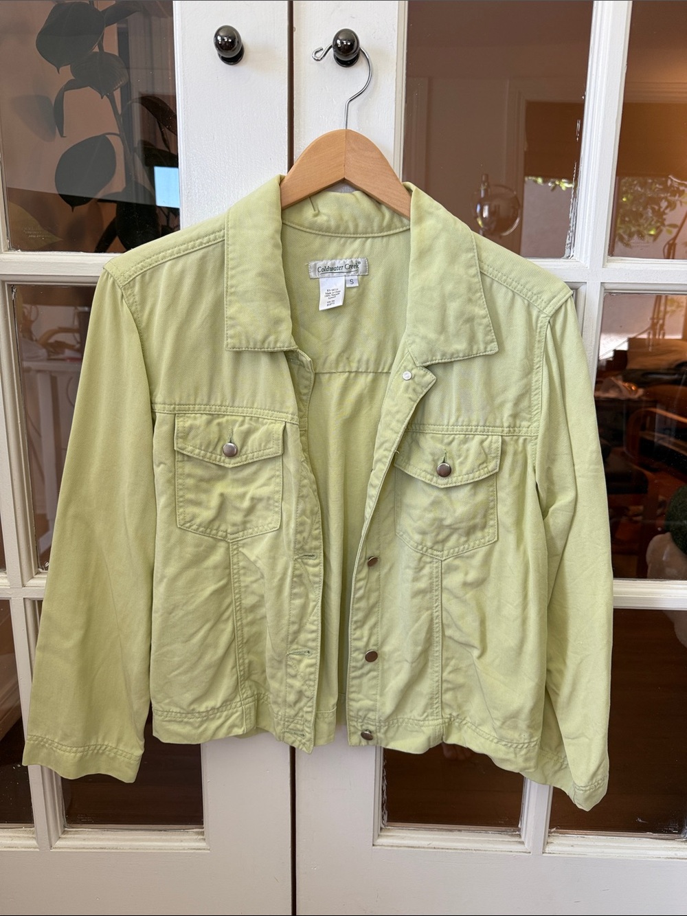 Vintage Coldwater Creek Pale Lime Utility Shirt Jacket